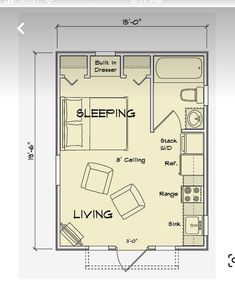 a floor plan for a small house with the measurements