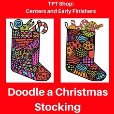 two christmas stockings with the words doodle a christmas stocking