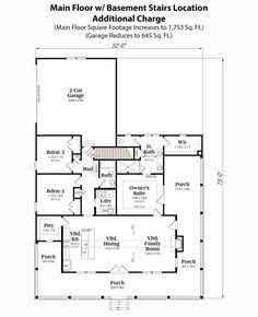 the main floor plan for this home is shown in black and white, with an additional bedroom