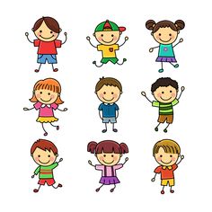 cartoon kids with different poses and expressions