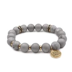 Kinsley Armell Geode Collection Slate Bracelet Elegant Gray Bracelets For Everyday, Bohemian Culture, Gray Bracelet, Grey Beads, Diamond Jewel, Bracelet Design, List Ideas, Beaded Stretch Bracelet, Agate Beads