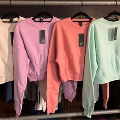 Brand New With Tags! This Color On The Tag Is “Pink” But Is More Of An Orangish/ Coral Color In My Opinion. The 3rd From The Left! All Four Colors Are Available, See Other Listings! Buy 3 Get One Free! Pink Cotton Athleisure Top, Pastel Long Sleeve Tops For Spring, Pastel Long Sleeve Cotton Tops, Casual Pastel Relaxed Fit Tops, Trendy Pastel Crew Neck Top, Pastel Crew Neck Spring Top, Pastel Crew Neck Top For Spring, Green Cropped Hoodie, Spring Sweatshirt