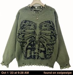 Gothic Sweater, Goth Sweater, Plus Size Gothic, Transition Goals, Plus Size Goth, Skeleton Pattern, Plus Size Pullover, Distressed Sweaters, Casual Sweater