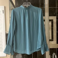 Ann Taylor Factory Blouse Aqua Color, Size M, Nwt. Light Blue Long Sleeve Blouse For Brunch, Blue Fall Workwear Blouse, Blue Blouse For Fall Workwear, Blue Workwear Blouse For Fall, Blue Blouse For Workwear In Fall, Light Blue Blouse For Fall Brunch, Light Blue Blouse For Brunch In Fall, Light Blue Blouse For Fall Workwear, Elegant Blue Blouse For Brunch