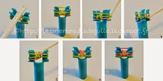 instructions to make toothbrush holders out of plastic straws and colored paper streamers