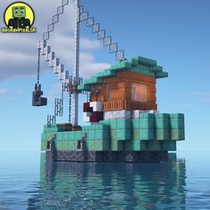 Minecraft Boat House Ideas, Minecraft Fishing Village Ideas, Minecraft Ship House, Minecraft Cargo Port, Minecraft Small Lighthouse, Minecraft Tugboat, Fishing Village Minecraft, Boat House Minecraft, Minecraft Water Elevator