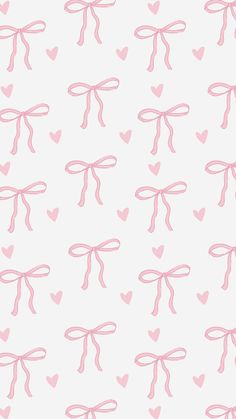 pink bows and hearts on a white background seamless wallpaper with pastel colors