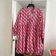 Brand New, With Tags, Never Worn Zara Dress. Size M. Super Cute Pink Pattern. Just Not The Right Fit For Me. Pink Printed Midi Dress For Fall, Pink Printed Mini Dress For Fall, Pink Printed Midi Dress For Daywear, Pink Long Sleeve Shift Mini Dress, Zara Pink Daywear Dress, Zara Pink Knee-length Mini Dress, Zara Pink Dress For Daywear, Zara Printed Dresses For Day Out, Flowy Pink Zara Dress