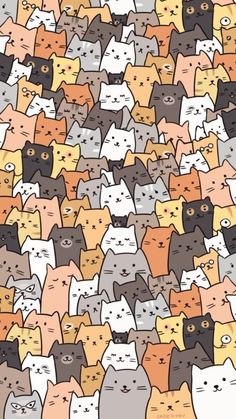 a large group of cats that are all different colors