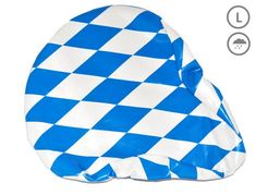 a blue and white checkered oven mitt cover