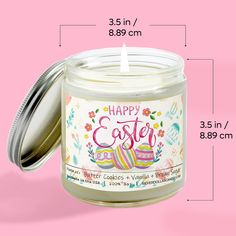 an image of a candle that is labeled with the words happy easter in front of it