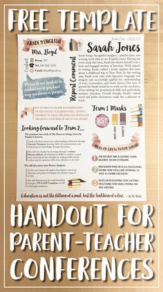 a handout for parent - teacher conferences with the words, free template and instructions