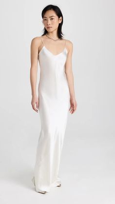 Nili Lotan Cami Gown | Shopbop White Bridal Dresses, Full Length Skirts, Nili Lotan, Dress Satin, White Bridal, Pullover Designs, Satin Material, Tank Dress, Silk Satin