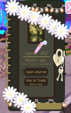 an open journal with flowers and keys on it