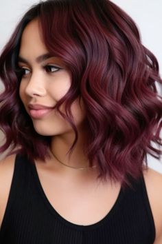 Charcoal Fuschia Hair Color, Darkest Red Hair Color, Auburn Hair Color With Highlights Short, Cherry Wine Red Hair Color, Burgundy Dark Hair, Brown Hair Colors With Red Undertones, Dark Red Medium Length Hair, Medium Dark Red Hair, Red Burnett Hair