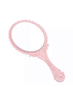 a pink magnifying glass sitting on top of a white surface