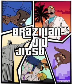 an image of the brazilian jiu jiu poster with people doing different things in it