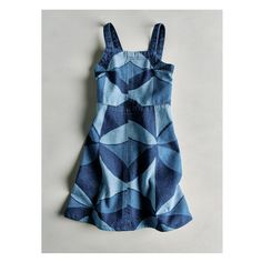 Dress made of denim with geometric print fabric. Straight neck, wide straps, and smocked elastic at back. A-line silhouette. Zara Kids x Sea New York special collection. Kids Denim Dress, Printed Denim Dress, Sea Ny, Print Denim, Sea New York, Straight Neckline, Zara Kids, Beauty Sale, Printed Denim