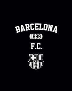 barcelona soccer club logo in black and white on a dark background with the words barcelona