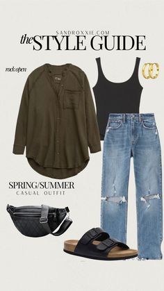 Birkenstock Capsule Wardrobe, Minimalist Spring Outfits, Outfits With Jeans, Arizona Big Buckle, Skandinavian Fashion, Mom Outfits, Spring Outfits Casual, Style Guide, Spring Summer Outfits