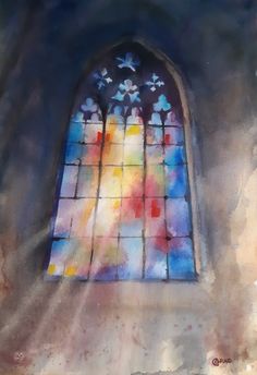 an artistic painting of a stained glass window