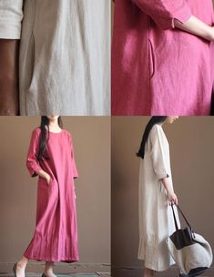 Pink New linen maxi dresses long sleeve spring caftan dressThis dress is made of cotton linen fabric, soft and breathy, suitable for summer, so loose dresses to make you comfortable all the time.Measurement: Size M length 118cm / 46.02" Shoulder 39cm / 15.21" Bust 98cm / 38.22" Waist 102cm / 39.78" Sleeve Length 42cm / 16.38" Cuff 28cm / 10.92" Armhole 36cm / 14.04" hem 120cm / 46.8" Size L length 122cm / 47.58" Shoulder 40cm / 15.6" Bust 104cm / 40.56" Waist 106cm / 41.34" Sleeve Length 42cm / Maxi Dresses Long Sleeve, Maxi Dresses Plus Size, Dresses To Make, Plus Size Linen, Loose Dresses, Boho Style Outfits, Dress 2016, Linen Clothing, Dresses Plus Size