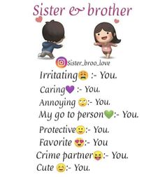 two children with the words sister and brother