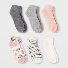 Keep your feet nice and toasty with the Women's 6pk Cozy Low Cut Socks - 4-10. These socks feature three pairs of stripped and three pairs in solid colors. made from soft and fuzzy material to keep your feet warm. Pair it with your fave set of PJ's, sit back and have a cozy-filled day. Color: Pink/Ivory/Gray. Gender: female. Age Group: adult. Pattern: Diamond. Material: Polyester. Car Apparel, Smoothie Healthy, Desired Reality, Low Cut Socks, Comfy Bra, Comfy Socks, Stylish Socks, Two Piece Pants Set, Pink Ivory