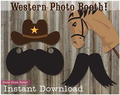 the western photo booth is ready to be used for your child's birthday party