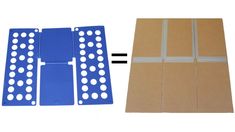 two pieces of cardboard with white dots on them and one piece of blue tape next to it