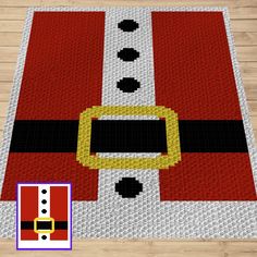 the santa clause rug is made out of lego blocks and has a belt on it