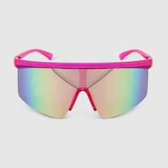 Oversized shield-style sunglasses. Made with lightweight plastic frame in a pink color with colorful lenses. UV protection lenses help shield eyes from the sun's harmful rays. Wild Fable™: A look for every story. If you’re not satisfied with any Target Owned Brand item, return it within one year with a receipt for an exchange or a refund. Gender: female. Age Group: adult. Sun Glass For Women, Preppy Items To Buy, Girly Birthday Gifts, Preppy Sunglasses, Pit Vipers, Sunglasses Colorful, Preppy Things, Pit Viper, Preppy Stuff