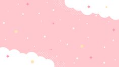 a pink background with stars and clouds