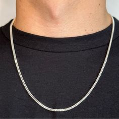 Silver Chain Solid .925 Silver Franco Chain 2mm 22 Inches Discounted Shipping! Genuine Solid 925 Sterling Silver (Not Hollow, Filled, Or Plated) Chain Is Stamped .925 Italy High Quality And Durable Hypoallergenic (Nickel Free) Crafted In Italy 2mm 22 Inches Sweat, Heat, And Water Proof (Can Shower, Sweat, And Workout In) Shipped The Same Or Next Day! Comes In Jewelry Box Silver Necklace Men’s, Sterling Silver Cuban Link Box Chain Necklace, Sterling Silver Round Box Chain Necklace, Fit Accessories, Silver Chain For Men, Mens Silver Necklace, Fall Fits, Mens Accessories Jewelry, Design Silver