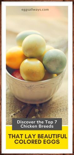 a bowl filled with eggs sitting on top of a table