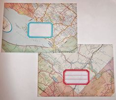 two maps with blue frames on them