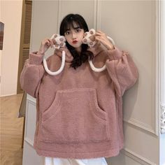 Cute Ears Hoodie PN3411 ●Size: Length 63 cm,bust 128 cm, sleeve 63 cm ●Material:Cotton ●About Shipping: We attach great importance to the orders of each customer and parcel delivery. 1.Processing time: 2-3 business days. 2.Shipping time: 10-15 business days to US, please allow 3-4 weeks shipping to other country.(Shipping times can be affected by variable customs clearance times or public holidays.) Winter Long Sleeve Sweater With Drawstring Hood, Cold Weather Long Sleeve Sweater With Drawstring Hood, Winter Hoodie Sweater With Pockets, Casual Warm Hoodie With Long Sleeves, Warm Long Sleeve Casual Hoodie, Long Sleeve Hoodie For Fall And Winter, Cozy Fit Long Sleeve Sweater With Drawstring Hood, Warm Oversized Hoodie For Winter, Oversized Warm Hoodie For Winter