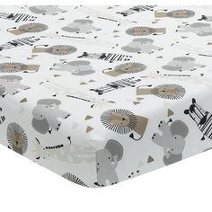 an elephant and zebra print crib sheet