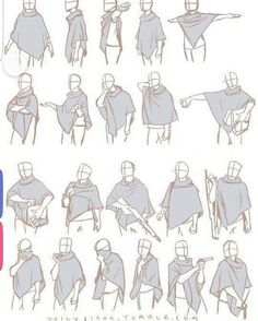 an image of some drawings of people in capes and cloaks with their arms spread out