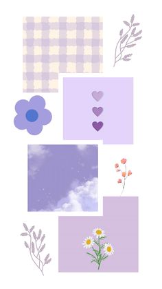 flowers and hearts are arranged in different squares