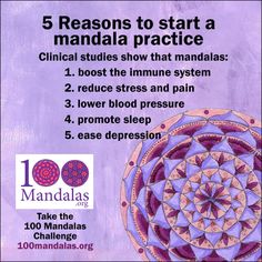 a poster with instructions on how to start a manual for the 5 reasons to start a mandala practice