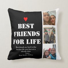 the best friends for life photo collage pillow is on sale at zazzle com