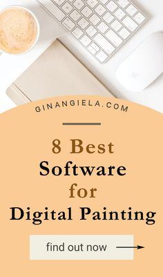 the text 8 best software for digital painting find out now on top of an image