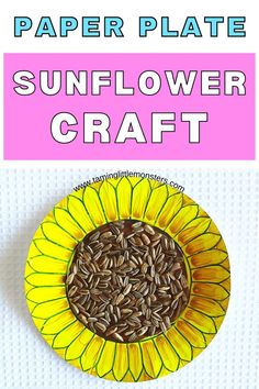 paper plate sunflower craft with text overlay