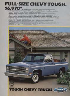 an advertisement for a truck with the words tough chevy trucks