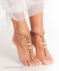 Champagne Gold Bridal barefoot sandals Beach wedding by barmine Adjustable Gold Anklets For Beach Wedding, Gold Toe Ring Barefoot Sandals For Beach Wedding, Bohemian Toe Ring Jewelry For Destination Wedding, Adjustable Gold Barefoot Sandals For Wedding, Adjustable Gold Barefoot Sandals With Ankle Strap, Gold Barefoot Sandals For Beach Wedding, Elegant Gold Anklets For Beach Wedding, Gold Toe Ring Barefoot Sandals, Adjustable Gold Ankle Wrap Barefoot Sandals