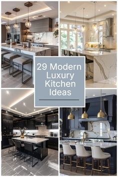 modern luxury kitchen ideas with marble counter tops