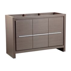 a gray cabinet with four doors and two drawers