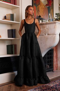 The Avery Dress in Black Windsor Brocade V Chapman, Black Tie Wedding Guests, Black Bridesmaids, Look Formal, Guest Attire, Black Tie Dress, Vintage Silhouette, Black Bridesmaid Dresses, Black Tie Wedding