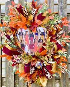 a wreath with an image of people on it